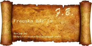 Frecska Béla névjegykártya